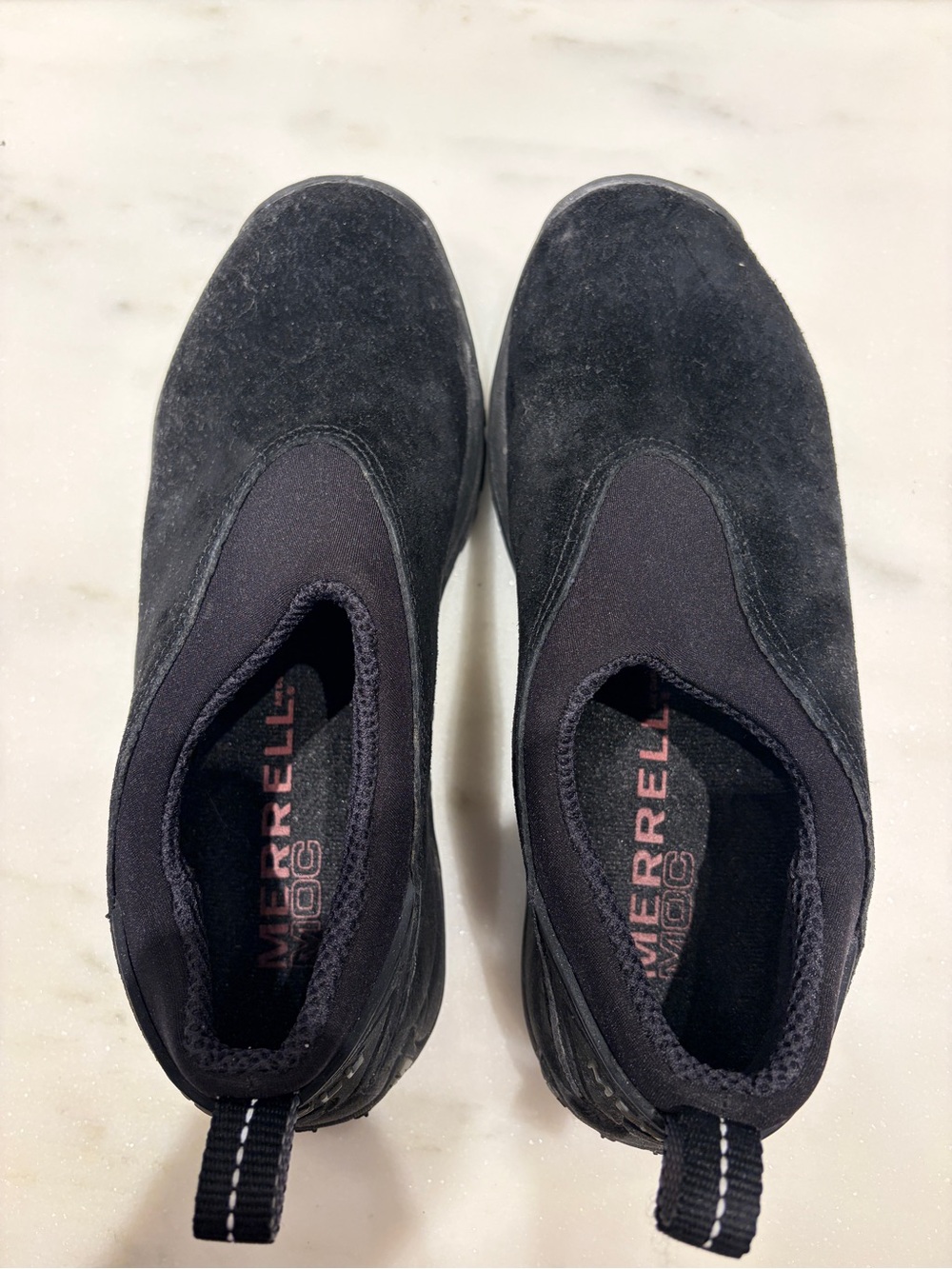 Merrell Black Suede & Neoprene Slip-On Moc